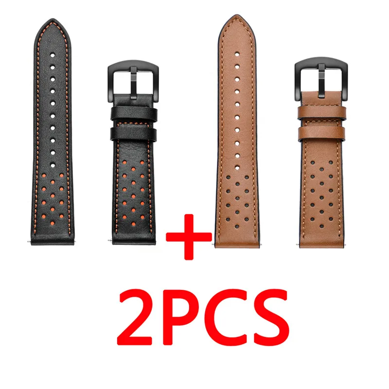 2pcs Для оригинальных Xiaomi Huami Amazfit Stratos 2 pace ремешок из натуральной кожи Смарт-часы браслет с монитором сердечного ритма ZZQing - Цвет: 2pcs