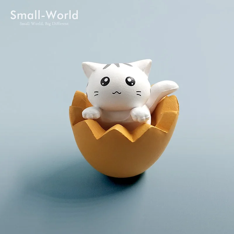 Egg White Cat Kawaii милый суши десерт кошка фигурка мини животное домашний декор миниатюрное украшение для сада в виде Феи аксессуары современный бонсай фигурка - Цвет: Egg White Cat