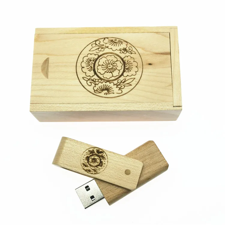 Один шт Бесплатный Логотип Деревянный usb + коробка флэш накопитель 4 ГБ 8 16 32 64