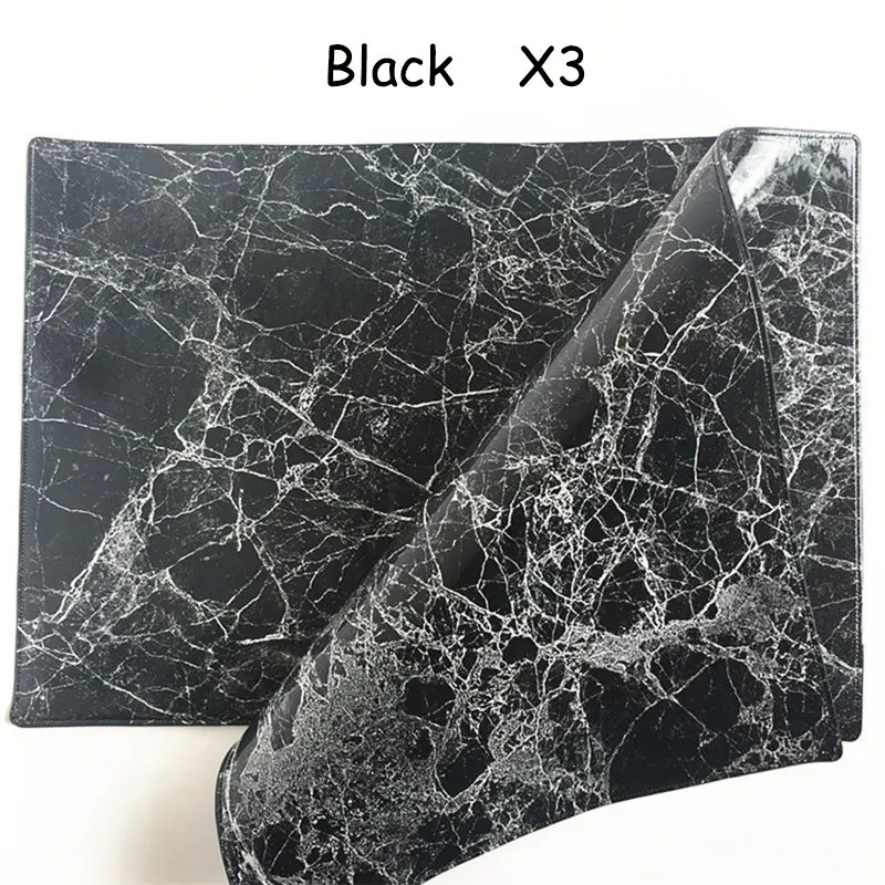 Black 3pcs Baispo ПВХ Мраморный Ретро коврик, противоскользящий Теплоизоляционный Западный коврик для еды, Настольный коврик для ресторана, дома, кофе, водные подставки - Цвет: Black 3pcs