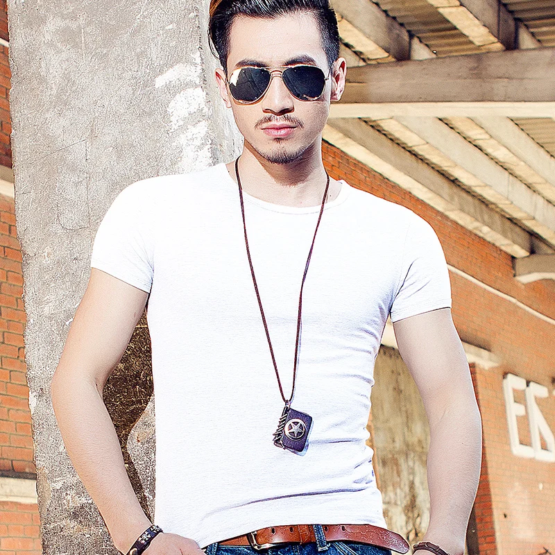 

summer cool 2019 new brand arrival men's T-shirts Tops Tees short sleeve O-neck solid casual fashion cotton silk