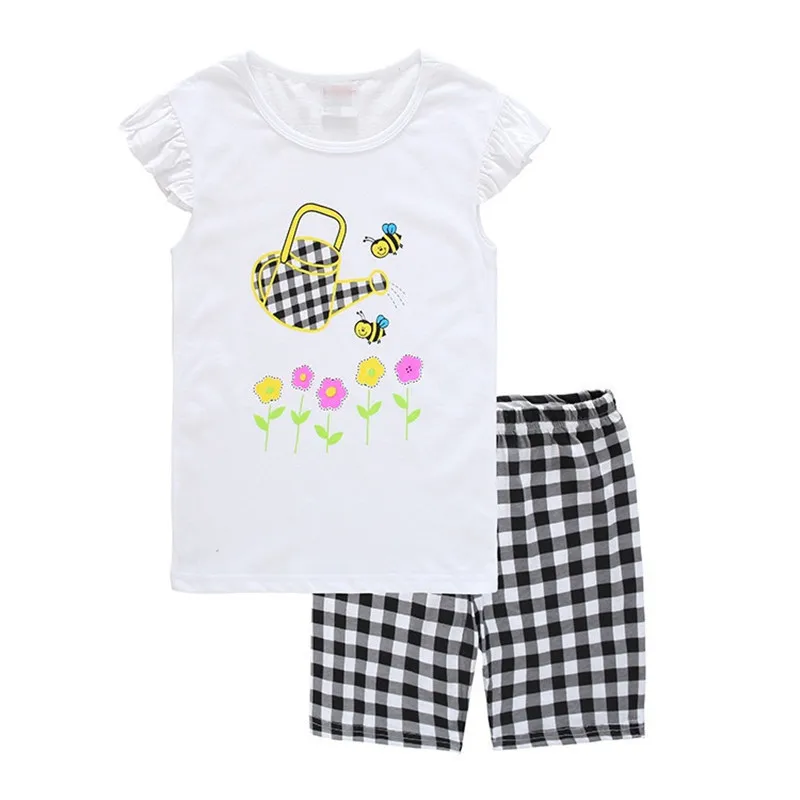 

girl pajamas clothing sets 2021 new girl cotton sleeveless children's clothing summer cartoon pajamas suits