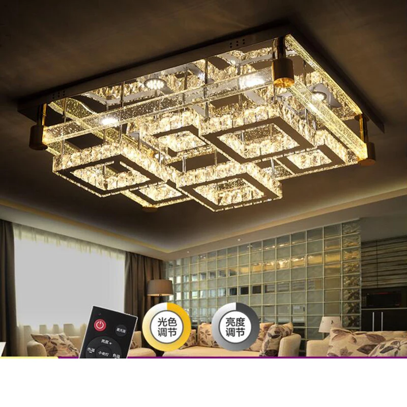 

Atmospheric rectangular living room wire cutting crystal lamp led ceiling lamp modern intelligent lamps LED lighting fixture led