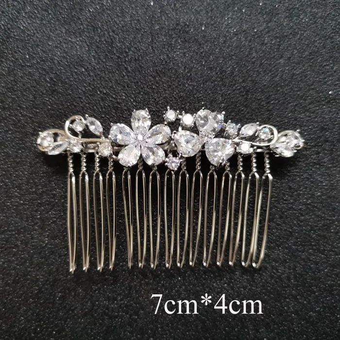 0685 Silver SLBRIDAL роскошный модный Шарм Мода зубец Установка кубического циркония свадебные расческа для волос свадебные женские украшения для девочек аксессуары для волос - Окраска металла: 0685 Silver