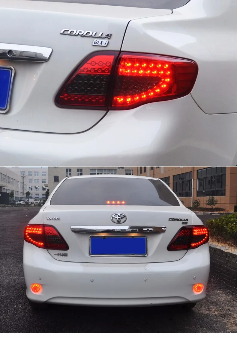 red somke KOWELL автомобильный Стайлинг для Toyota Corolla задний светильник s 2007-2010 Corolla светодиодный задний светильник Altis светодиодный задний фонарь DRL+ тормоз+ Парк+ сигнал - Цвет: red somke