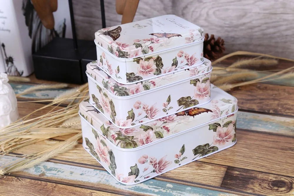 Бесплатная доставка! Жестяной чехол для хранения с милым Рисунком бабочки 3