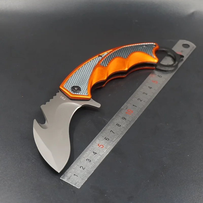Оранжевый Karambit нож складной тактический нож многофункциональный для выживания охоты на открытом воздухе кемпинга карманные ножи самообороны EDC Многофункциональный инструмент - Цвет: Оранжевый