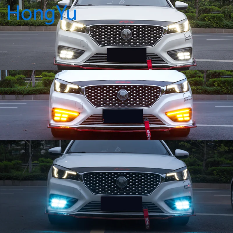 Для MG MG6 2017 2019 белый синий и желтый указатель поворота Функция дневные ходовые