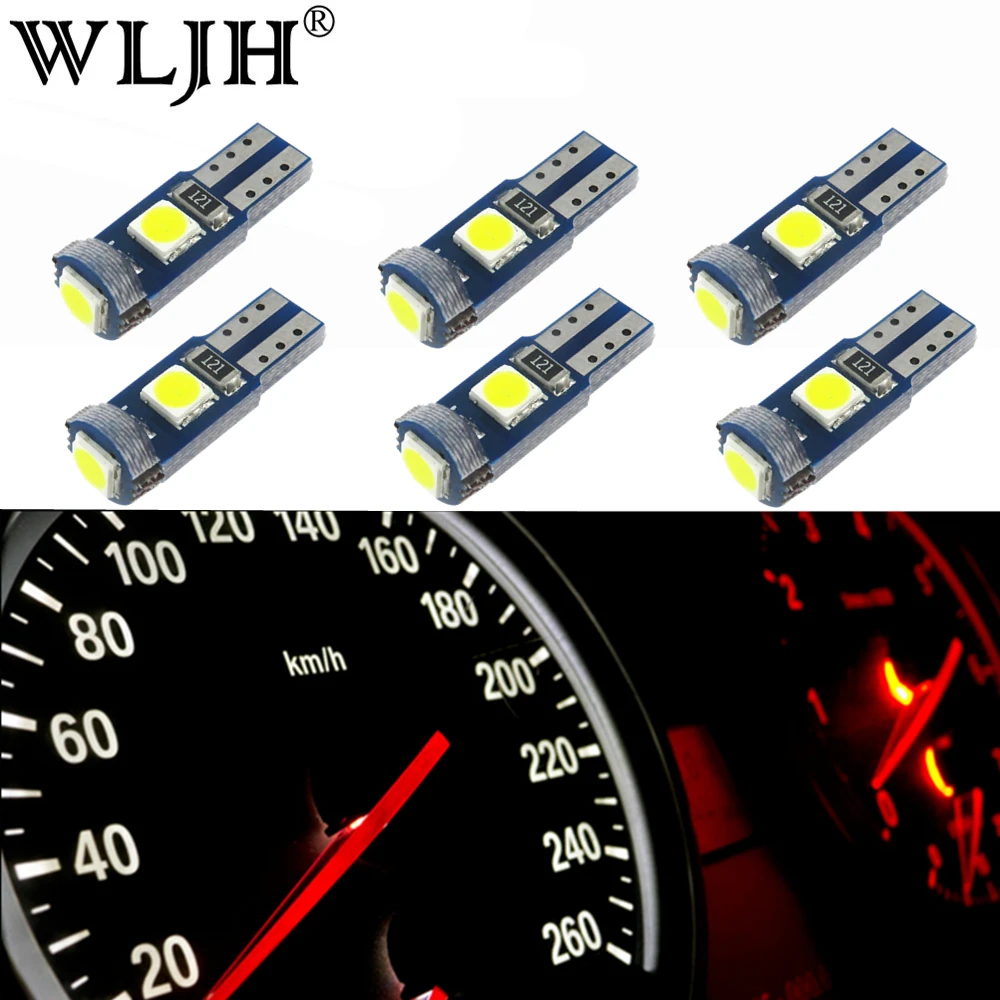 WLJH 6x Canbus T5 Светодиодная лампа 73 74 3030 SMD лампа приборной панели для Subaru BRZ Legacy Tribeca Outback Forester Impreza - Испускаемый цвет: Белый