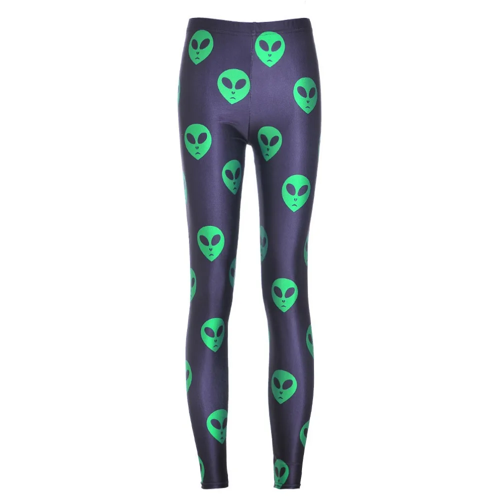 2017 женские зеленые Леггинсы с принтом головы призрака облегающие тонкие