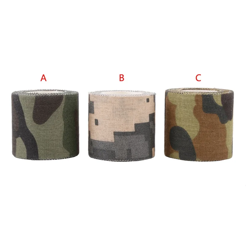 Camo Army Non Woven Cohesive Bandage Self-adhesive Non-woven Camouflage Camping Hunting Stealth Tape 5M |