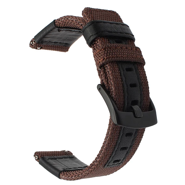 Dark Brown B Ремешок для часов из натурального нейлона+ кожи 20 мм 22 мм 24 мм для Panerai monblanc Breitling Rado Quick Release Watch Band стальной ремешок с застежкой - Цвет ремешка: Dark Brown B