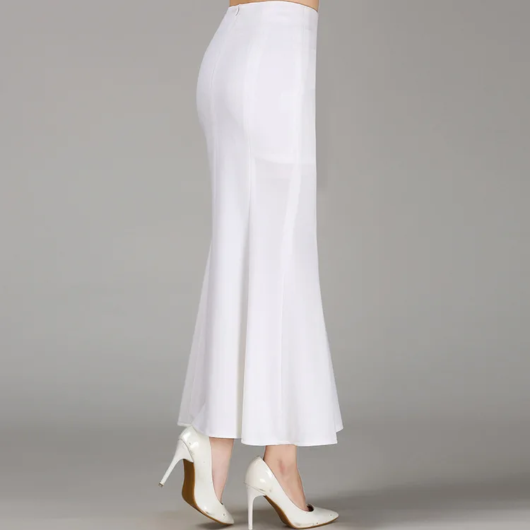 Женская длинная юбка с оборками белая черная юбка-годе до щиколотки молнией