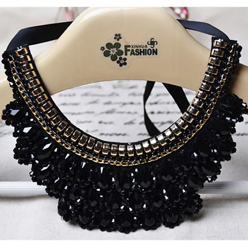 

MIARA.L black lace beaded collar choker collar necklace fake collar women 's clothing accessories sweet false collar