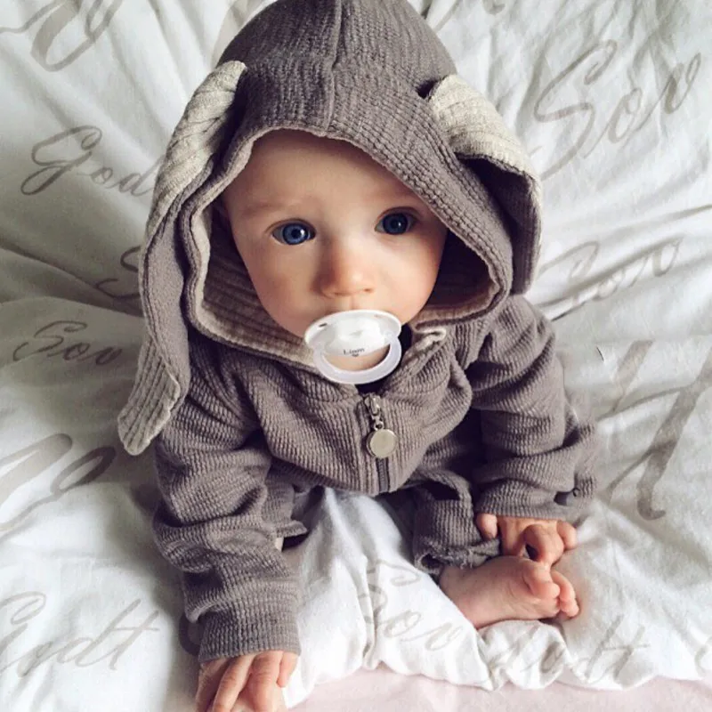 Милый комбинезон с объемными заячьими ушками для новорожденных одежда малышей