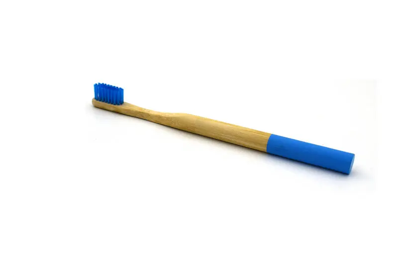 Blue bristle 6 цветов Экологичная Органическая Зубная щетка из натурального бамбука бамбуковая ручка мягкая щетина здоровая зубная щетка для путешествий для взрослых - Цвет: Blue bristle