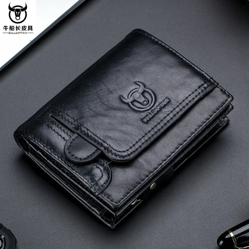 BULLCAPTAIN из натуральной яловой кожи Для мужчин Wallet RFID мужской кожа кошелек с отделением для монет держатель для кредитных карт с фотографиями держателя высокое качество дизайнер E071