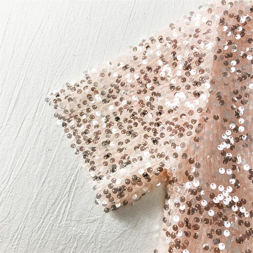 Женская футболка с блестками облегающая летняя Сетчатая большого размера