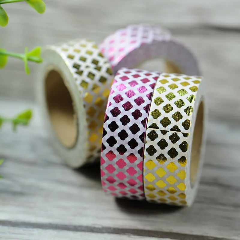

Free shipping 15mm*10m golden foil stamping washi paper tape/golden little diamond making washi tape
