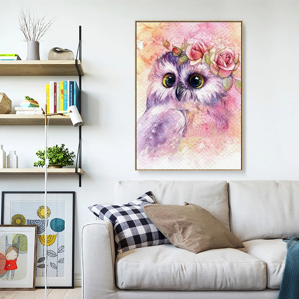 Diamond Embroidery Owl Rose Full Square Painting Cartoon Pictures Of rhinestones Mosaic Kit Handmade Hobby a1262 | Дом и сад