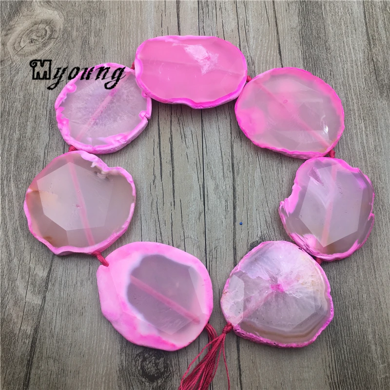 

Граненые прозрачные Агаты, кварц, друза, кулон, бусины с розовыми краями, Freeform, натуральный камень, плита, Агаты, бусины из жеоды MY1539