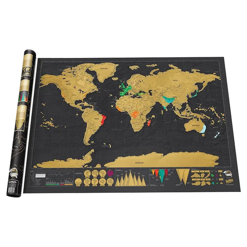 82 5X59 4 cm Deluxe черный Сотрите Карта мира царапинам лучший Декор школьные