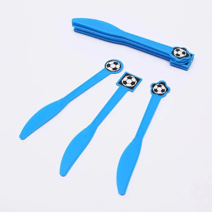Knives 10pcs 1 шт., футбольный тематический стол, для мальчиков, сувениры, детский душ, вечерние, футбольные темы, скатерть для дня рождения, пластиковые украшения для детей - Цвет: Knives 10pcs