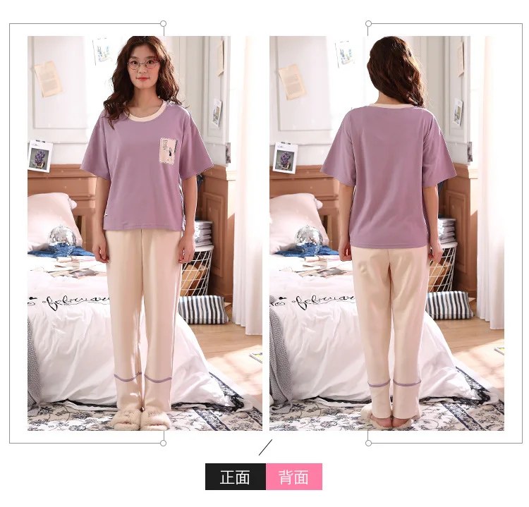 Пижамы с героями мультфильмов; женская пижама; mujer invierno; домашняя одежда; большие размеры; розовая футболка с короткими рукавами и принтом; брюки; 2 шт