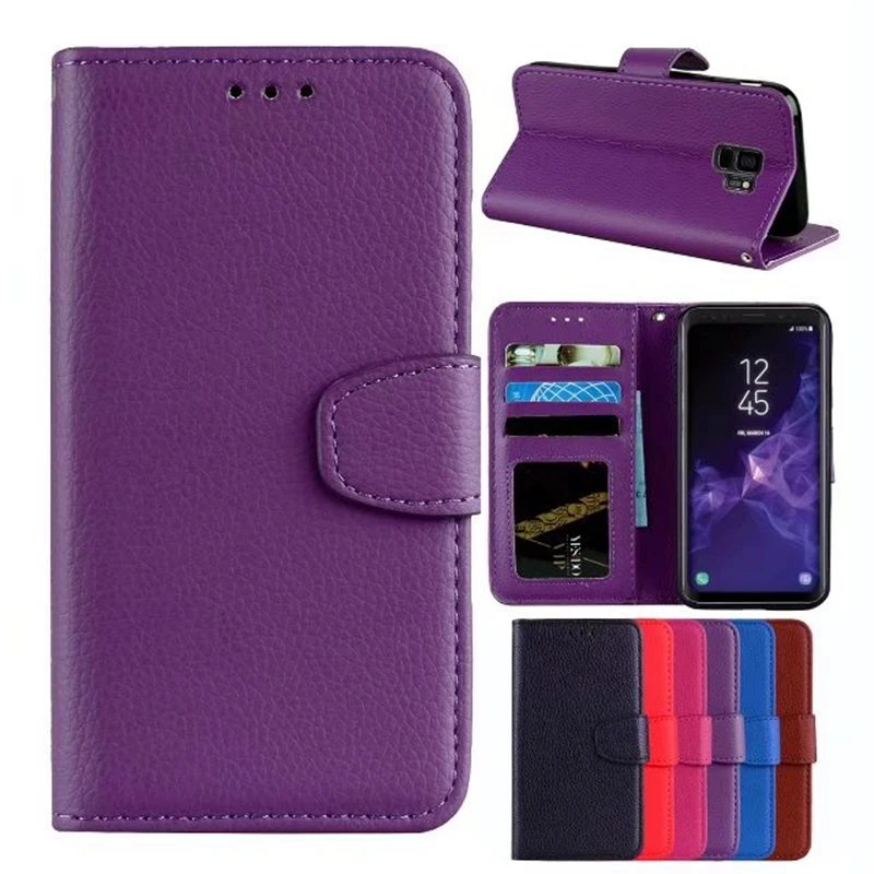 Litchi кожаный бумажник чехол для Iphone 11 2019 XS MAX XR X 8 7 6 Galaxy S9 Note 9 Leechee PU откидная крышка