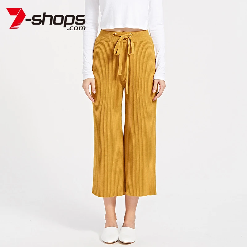 7 shops женские трикотажные широкие брюки тонкие осенние свободные повседневные с