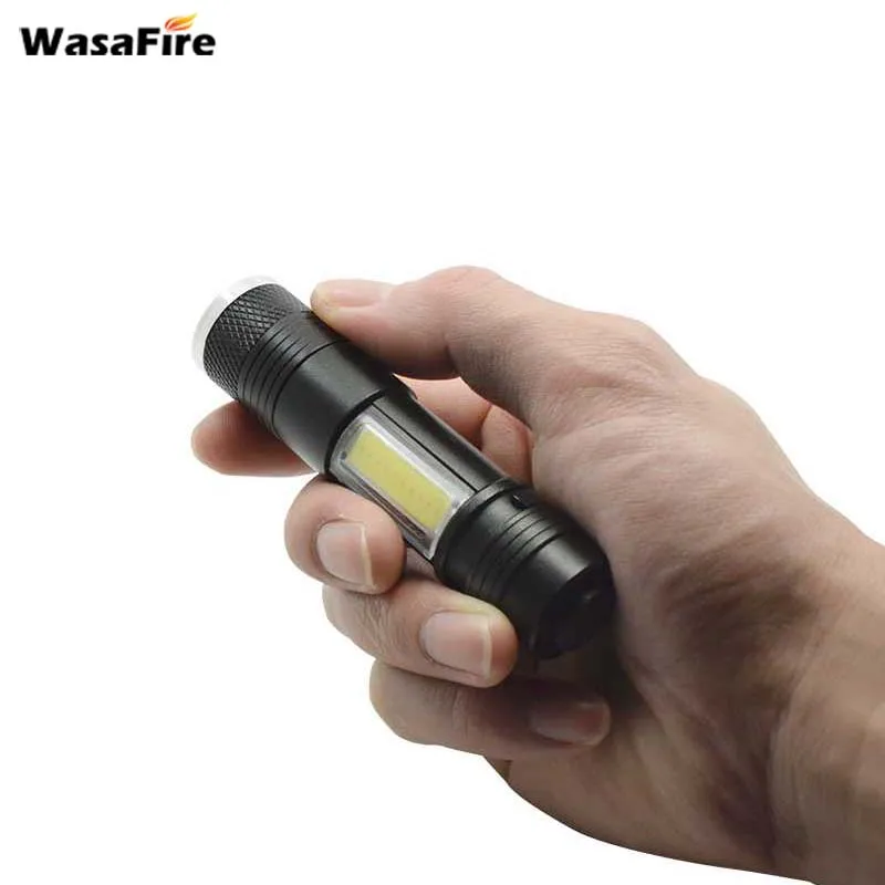 Wasafire 2000 люмен XPE Q5 + COB светодиодный мини фонарик Мощный карманный фонарь с зумом 4
