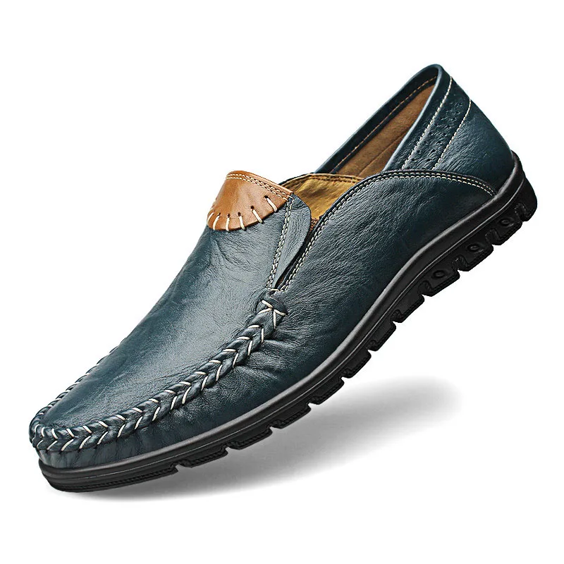

AKZ 100% Genuine Leather Man Loafers Men's casual shoes 2018 Spring Summer Light Air mesh Male Flats shoes Soft big size 38-47
