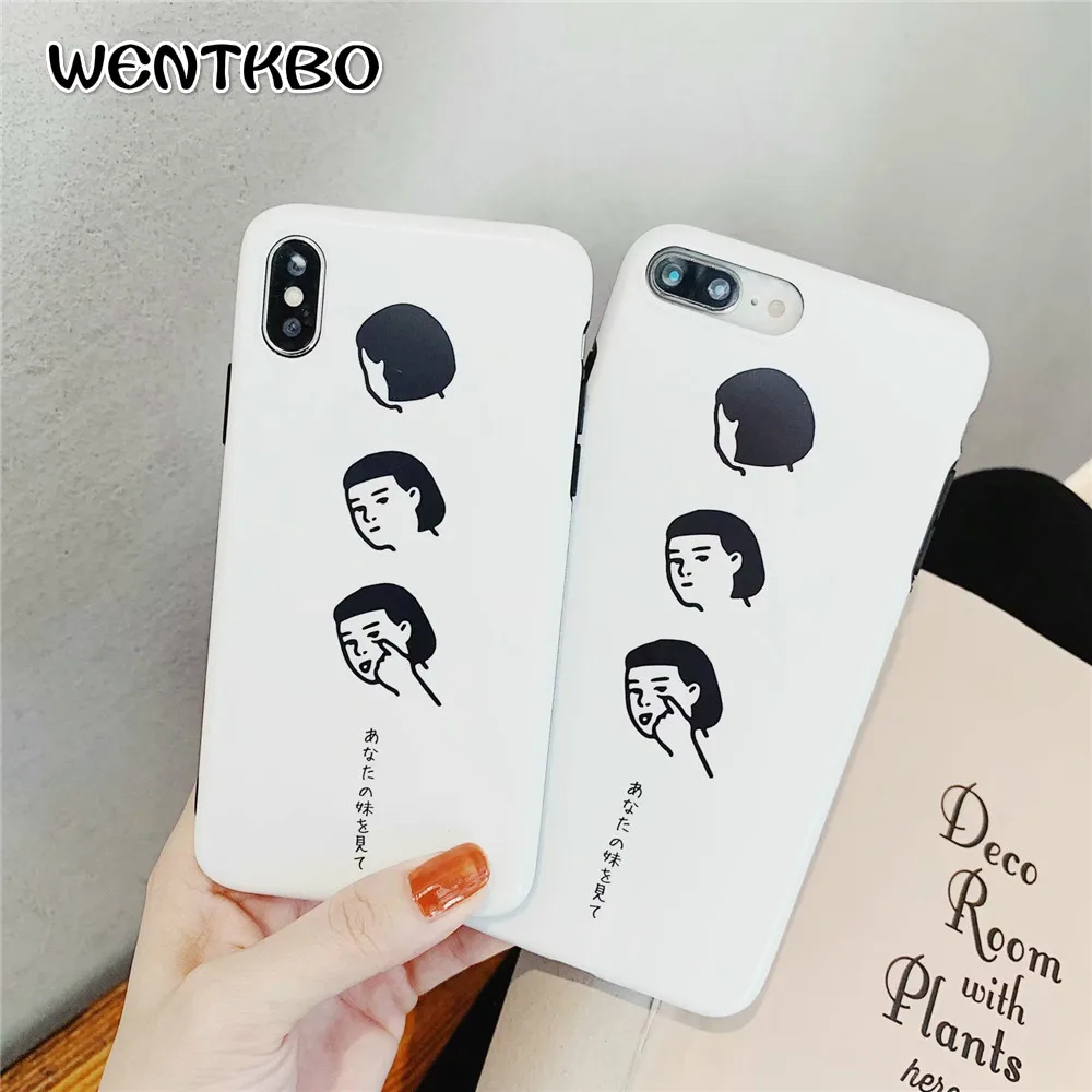 Мода абстрактный японский короткие волосы девушка чехол для iPhone X в виде ракушки 6