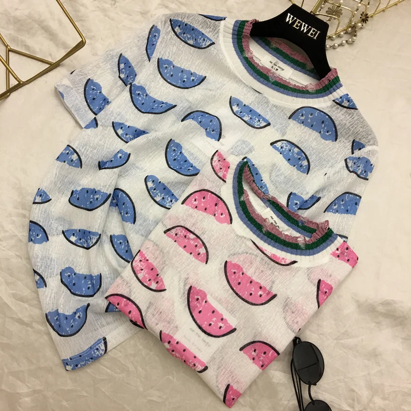 Женские модные футболки ALPHALMODA с коротким рукавом и принтом арбуза | Женская