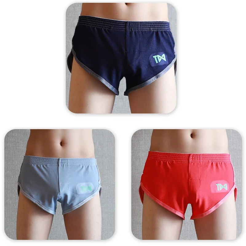 men boxers shorts 3, сексуальные боксерки, Для мужчин u-образной выпуклостью спереди для Гей Трусы свободные удобные домашняя одежда для сна Для мужчин хлопок, шорты на каждый день - Цвет: men boxers shorts