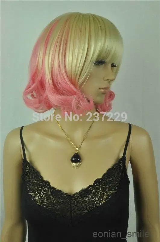 Оптовая цена СВОБОДНОЕ p &amp P **** Светло-Русый и Розовый Вьющиеся Короткий Парик