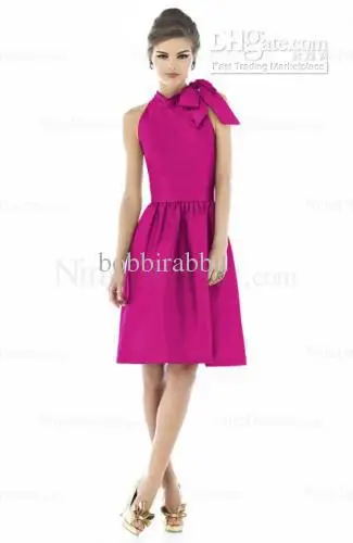 2013 Fashion Party Dresses For Womens Sleeveless A line Satin Bows Bridesmaids Cheap Short Bridesmaid 245 | Свадьбы и торжества