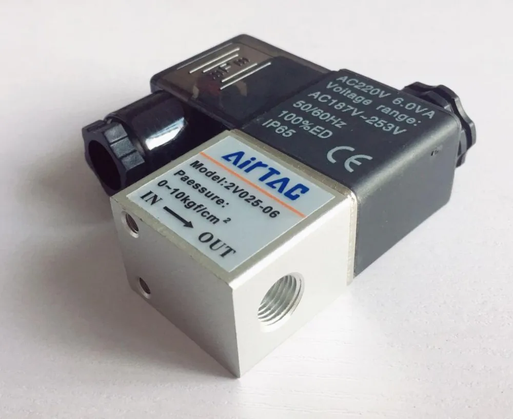 

1pc Air Solenoid Valve 2V025-06 2 Position 2 Port 1/8" Normally Closed Pneumatic Control Valve 12VDC 24VDC 110VAC 220VAC