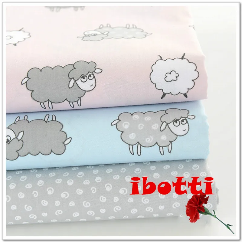 Wooly Lambs 3 шт. 40x50 см мультфильм серии печатных хлопчатобумажная ткань метр ткани Telas Para лоскутное стеганое шитье текстиль Costura фетр тильда - Цвет: Wooly Lambs