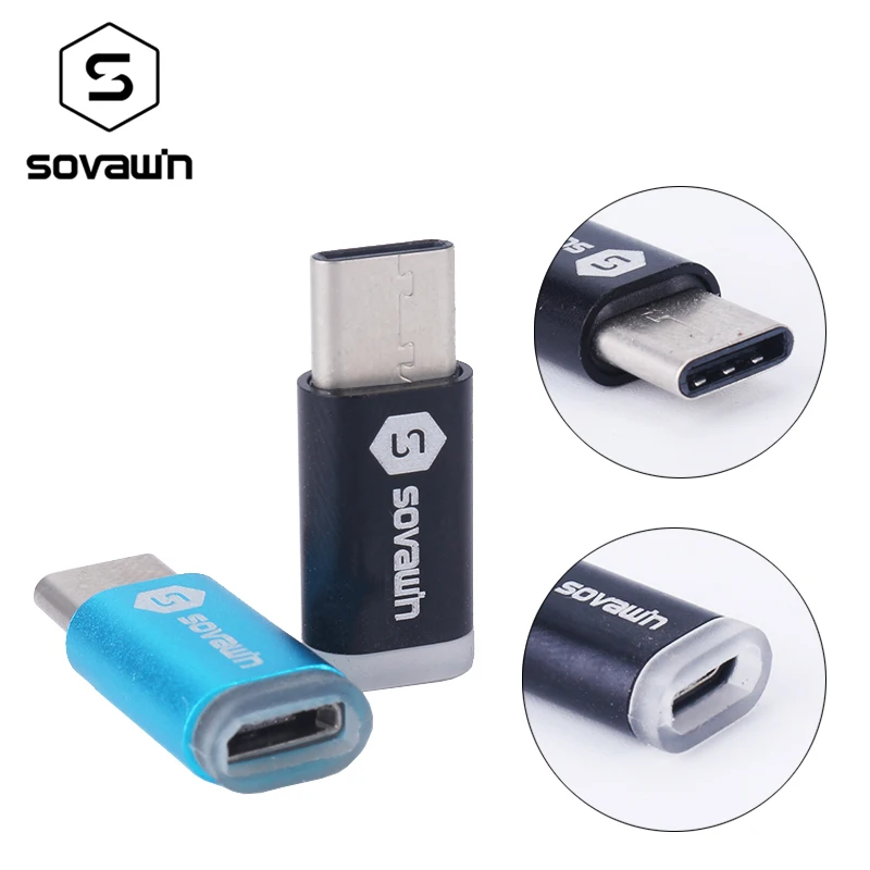 Защитный адаптер Sovawin из силикагеля алюминия Type-C штекер на Micro USB гнездо OTG для