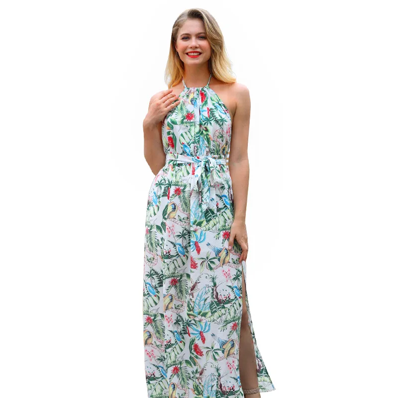 2019 модное Европейское и американское женское богемное платье на бретельках