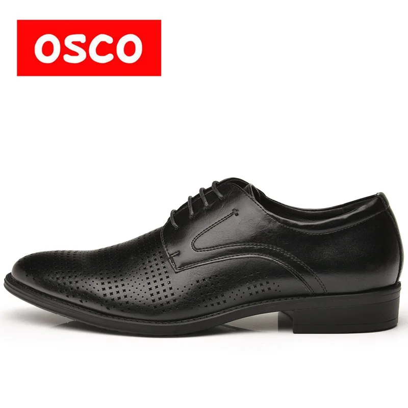 OSCO Formal Oxfords Lace Up Office Business Dress Men Shoes Summer Punch Breathable Hollow Leather British Casual Sandals | Обувь