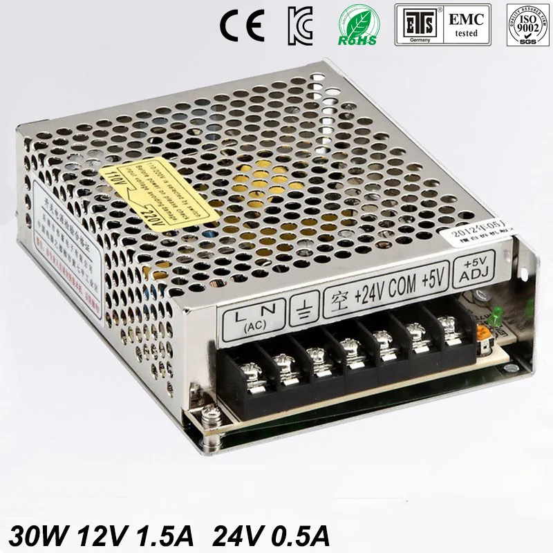 D-30C 12V 1.5A 24 V 0.5A ультра тонкий двойной выход для питания светодиодная лента SMPS 90 - 240