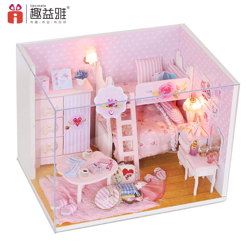 

iiE CREATE 3D DIY Doll House Miniature Wooden Furniture Doll Houses Assemble Set Handmade DollHouse Toys for Child Birthday Gift