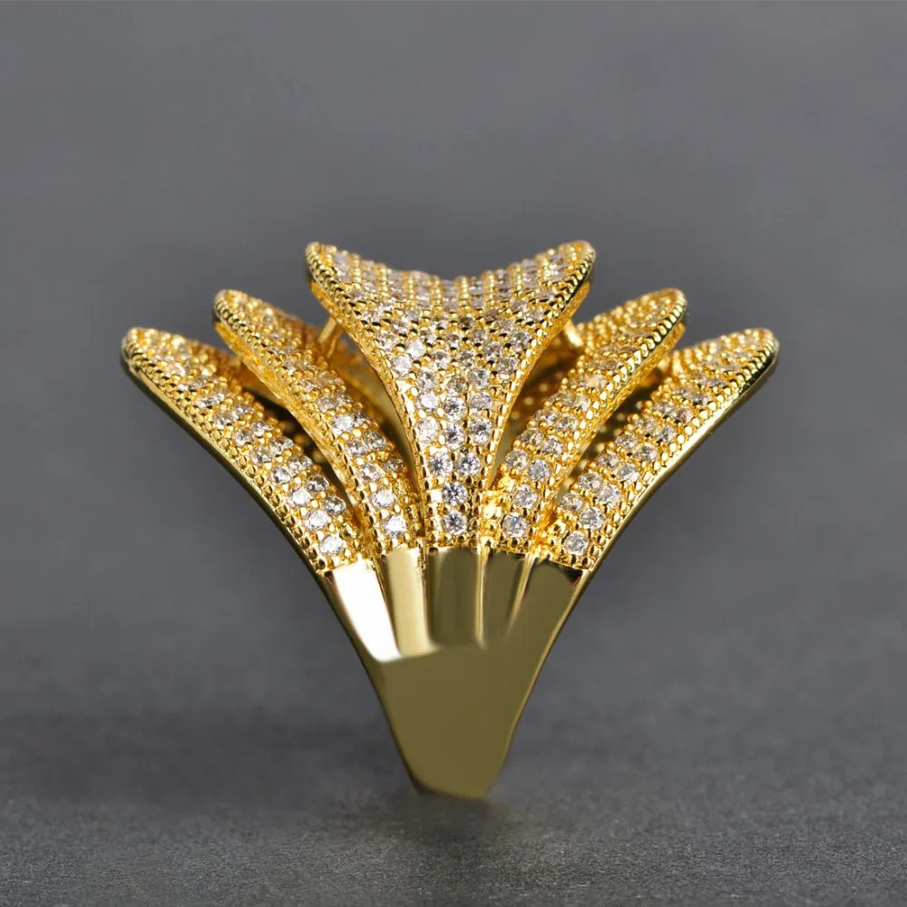 

Dazz Exaggerated Oval Zircon Rings For Women Man India Gold Silver Color Wedding Bridal Aros Finger Accessories Bijoux