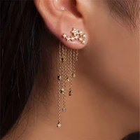 2021 fashion simple shinning fairy girl star tassel ear female gold color dangle earrings for woman christmas gift
