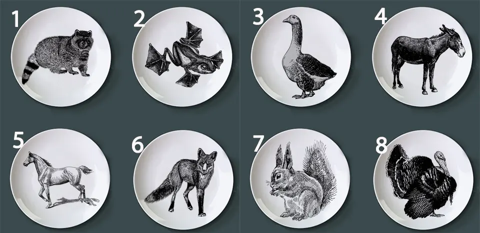 Ретро животное Ручная Роспись Тарелка детская головоломка блюдо черная ферма