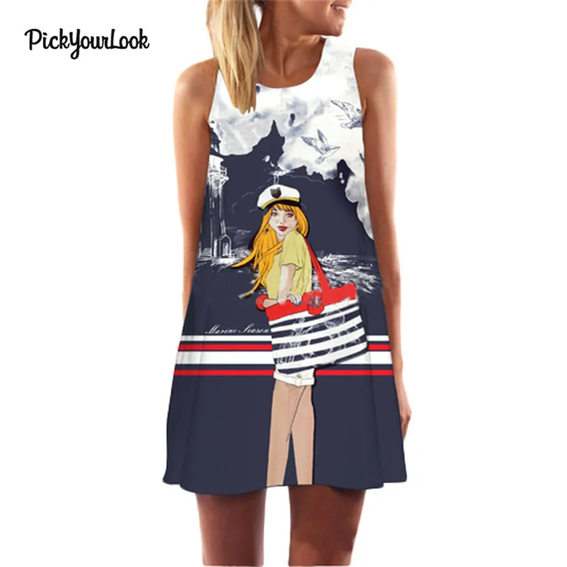 Pickyourlook женское мини платье с цветочным принтом без рукавов женские свободные