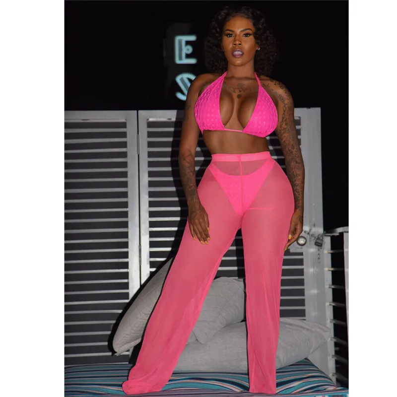 Женские сексуальные сетчатые прозрачные штаны бикини пляжная одежда для клуба