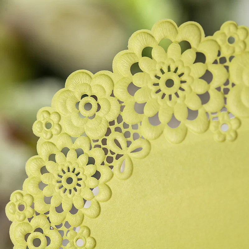 Лазерная резка зеленый лимон Цвет Свадебные рассадочная карточка с таблицей